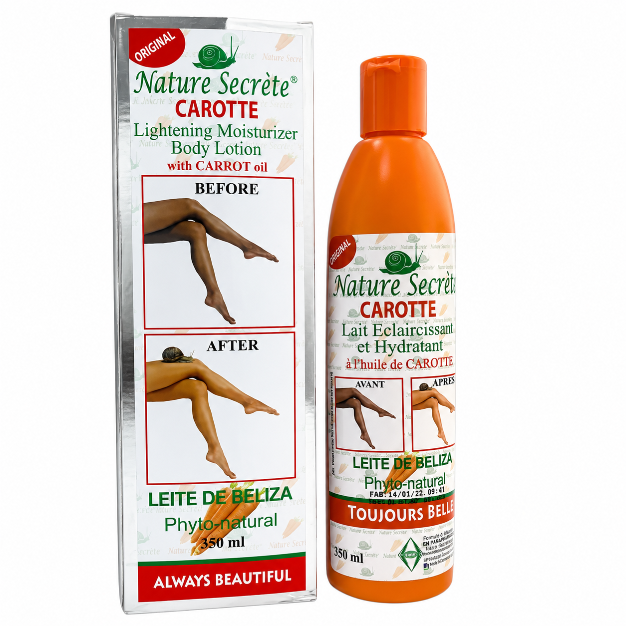 Natural secret carrot lightening moisturizer body lotion 350ml