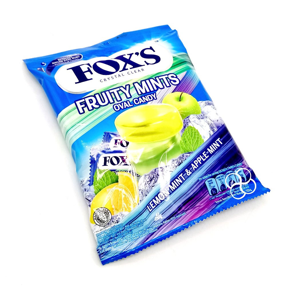 Fox's crystal clear fruity mint oval candy lemon mint and apple mint 