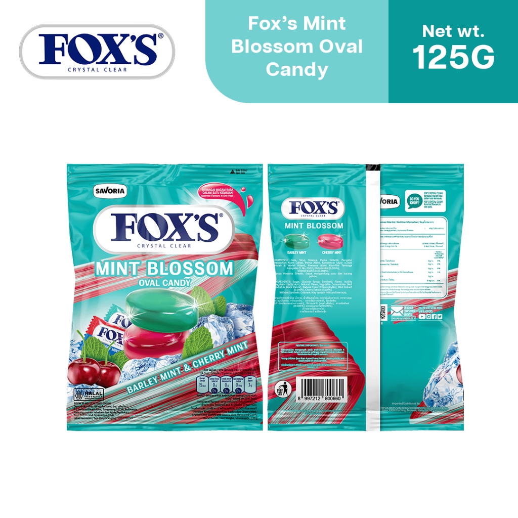 Fox's crystal clear mint blossom oval candy 