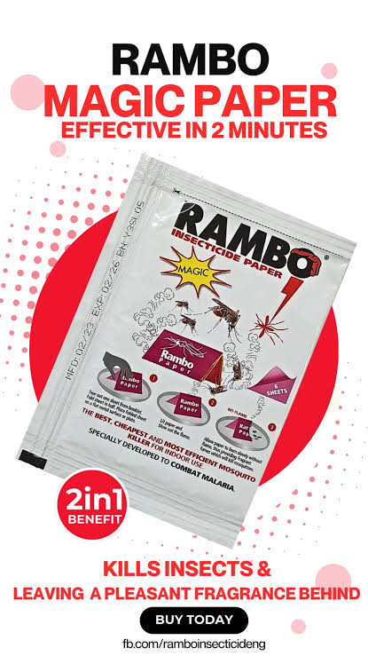 Rambo Insecticide Paper Effective Mosquito and Insect Repellent 
